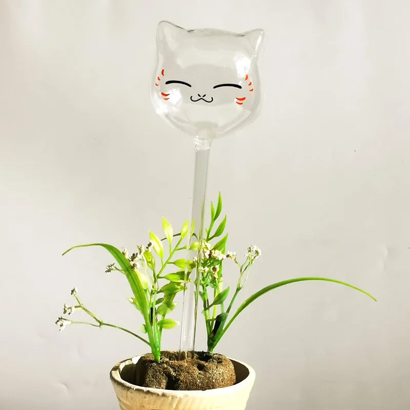 Cat Shaped Clear Glass Plant Self Watering System