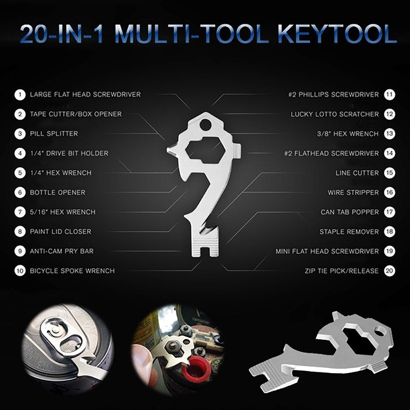 20-in-1 Stainless Steel Key Ring Multi-Tool