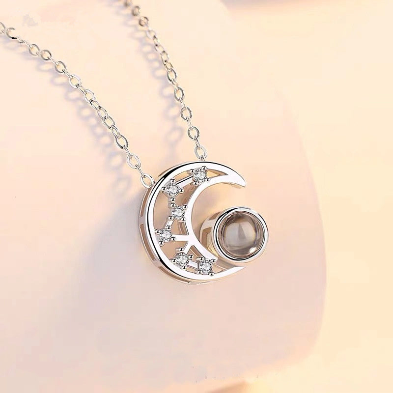 Star moon projection customized photo necklace