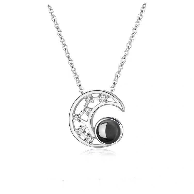 Star moon projection customized photo necklace