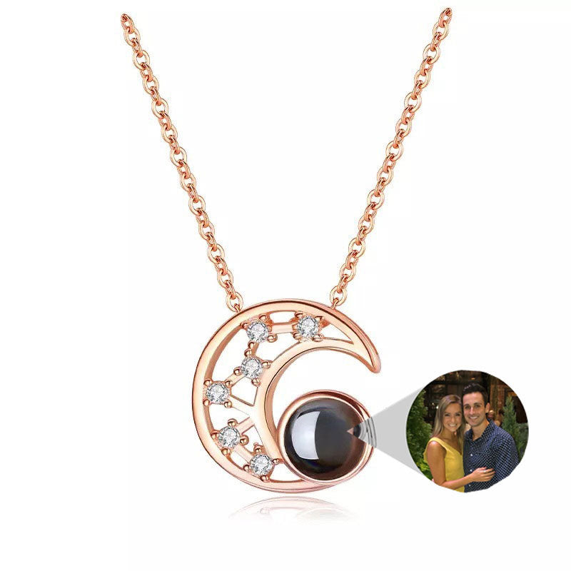 Star moon projection customized photo necklace