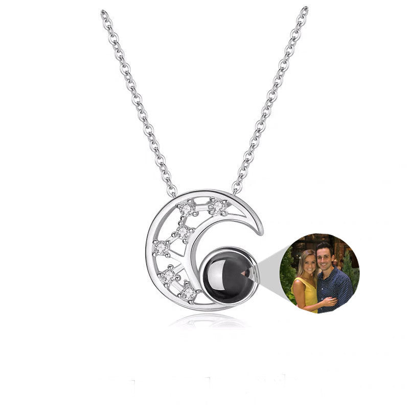 Star moon projection customized photo necklace