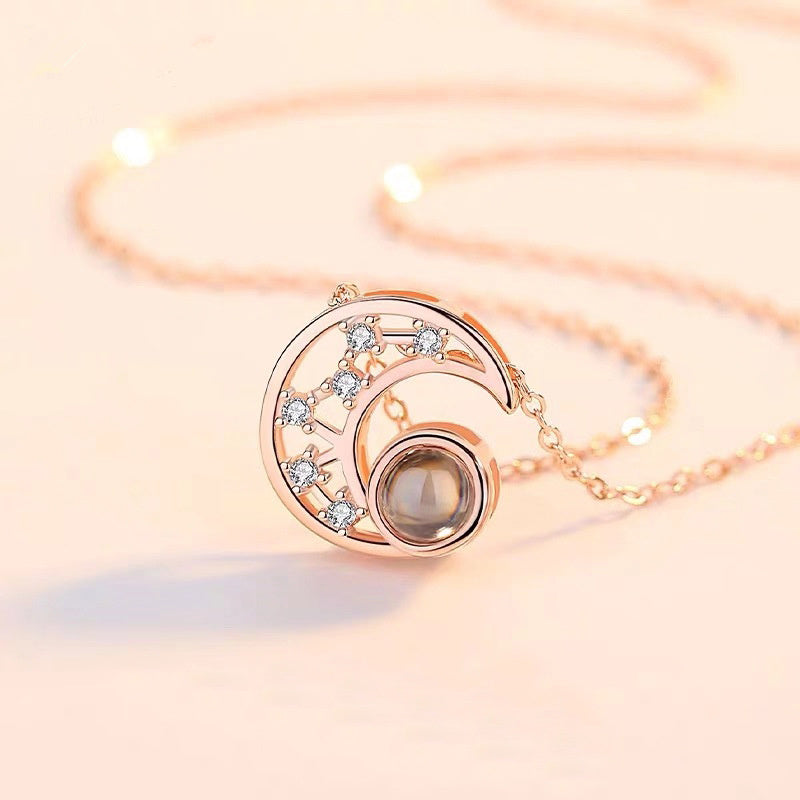 Star moon projection customized photo necklace