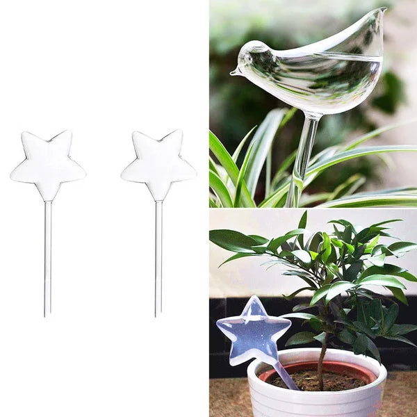 Garden Plant Watering Device Glass Flowers Water Feeder Automatic Self Watering Devices Bird Star Mushroom Design Plant Waterer