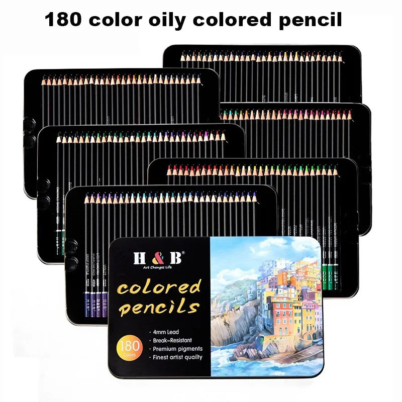 H&B Colored Pencils Set for Adult Coloring Books 24/72/120/180pcs Nontoxic Art Craft Supplies Ideal for Drawing Blending Shading