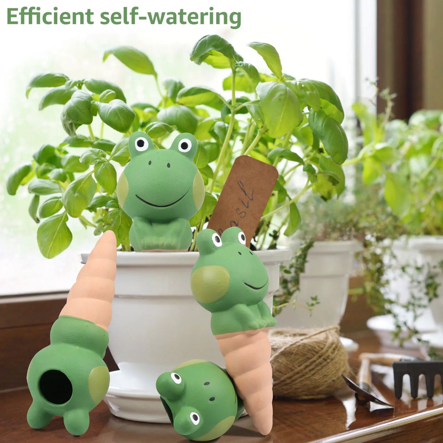 20PCS/4PCS Ceramic Watering Spikes Frog Shaped Automatic Self Watering Stakes Clay Plant Garden Waterers for Holidays