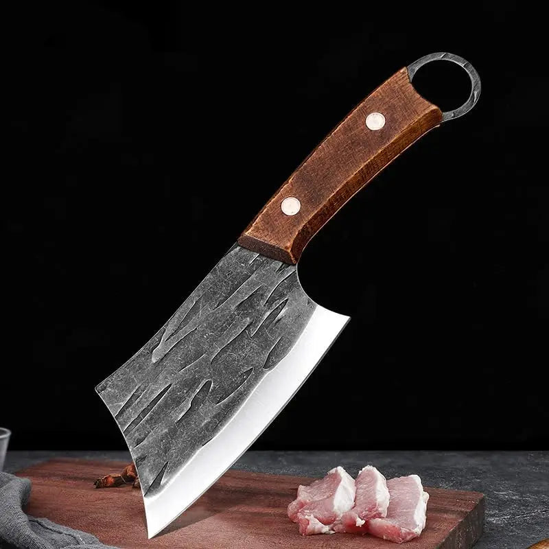 Wood Handle Meat Cleaver Hand-Forged Stainless Steel Knife