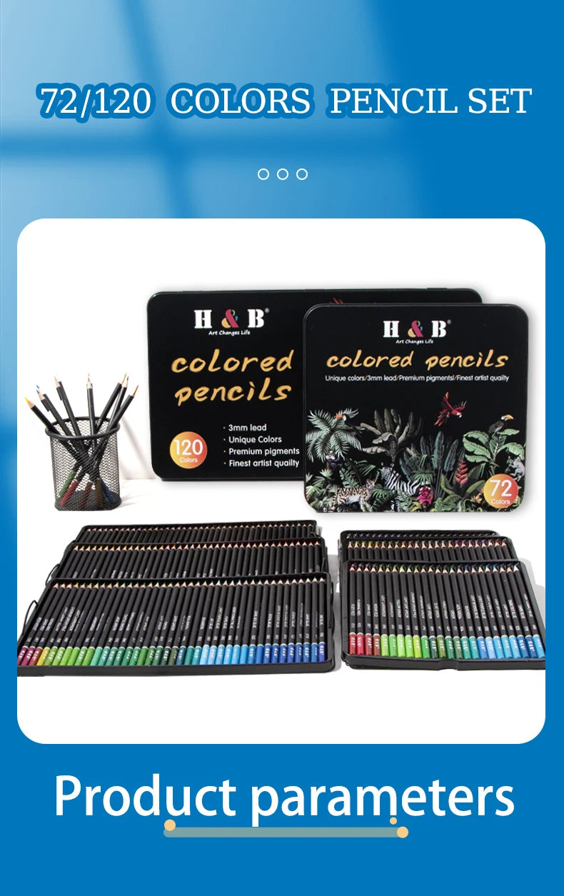 H&B Colored Pencils Set for Adult Coloring Books 24/72/120/180pcs Nontoxic Art Craft Supplies Ideal for Drawing Blending Shading