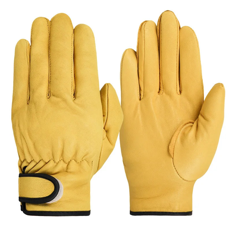 Work Gloves Cowhide Leather Workers Work Welding Safety Protection Garden Sports Motorcycle Driver Wear-resistant Gloves