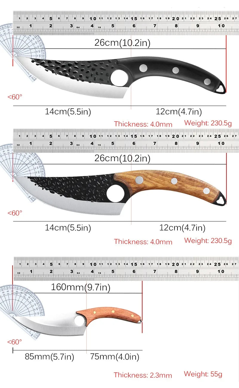 Hammered Forged Kitchen Knives Stainless Steel Butcher Boning Knife Sharp Household Meat Cleaver Vegetable Slicing Knife