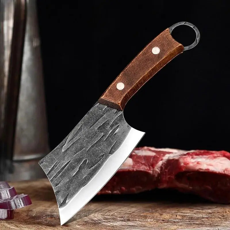 Wood Handle Meat Cleaver Hand-Forged Stainless Steel Knife