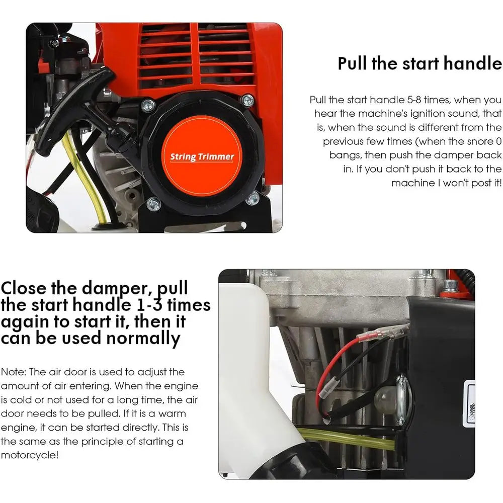 5-in-1 Multi-Function 52cc Hedge Trimmer with Chainsaw, Brush Cutter, and Protective Guard (Red)