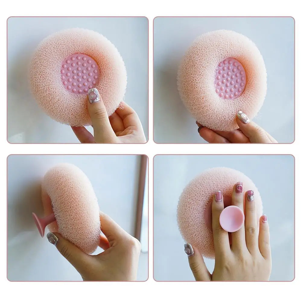 Round Sunflower Shower Ball Super Soft Massage Bath Ball with Suction Cup Brush Bath Towel Mud Sponge Bathroom Accessories