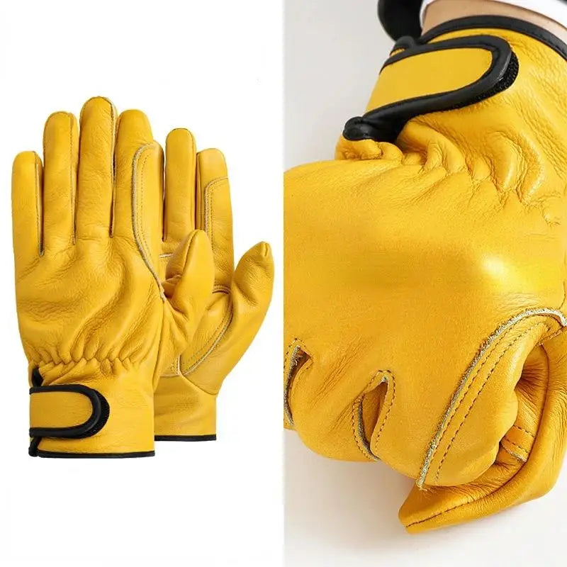 Work Gloves Cowhide Leather Workers Work Welding Safety Protection Garden Sports Motorcycle Driver Wear-resistant Gloves