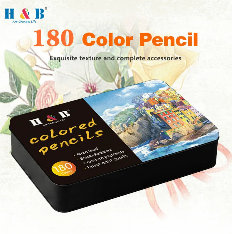 H&B Colored Pencils Set for Adult Coloring Books 24/72/120/180pcs Nontoxic Art Craft Supplies Ideal for Drawing Blending Shading