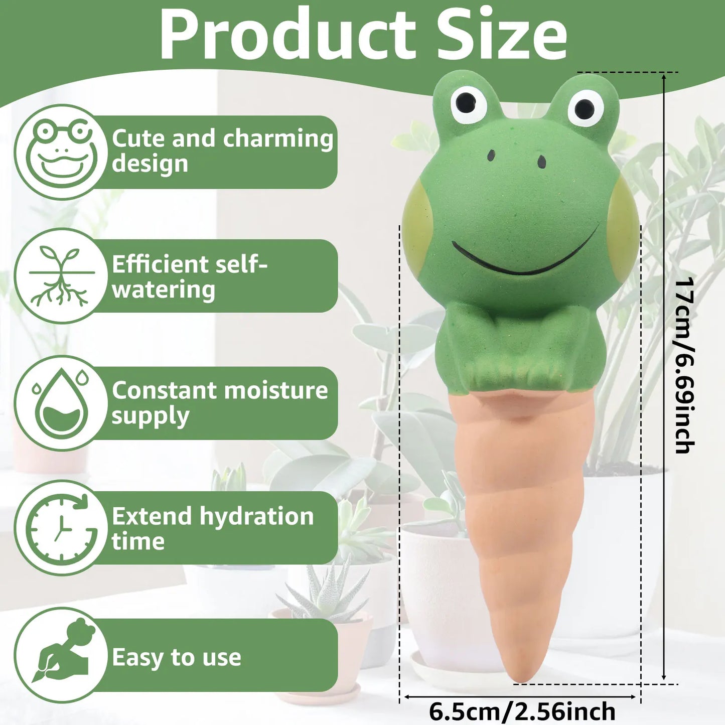 20PCS/4PCS Ceramic Watering Spikes Frog Shaped Automatic Self Watering Stakes Clay Plant Garden Waterers for Holidays