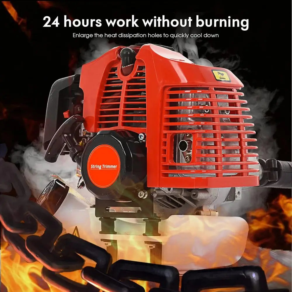 5-in-1 Multi-Function 52cc Hedge Trimmer with Chainsaw, Brush Cutter, and Protective Guard (Red)