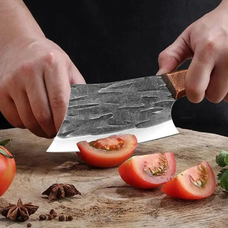 Wood Handle Meat Cleaver Hand-Forged Stainless Steel Knife