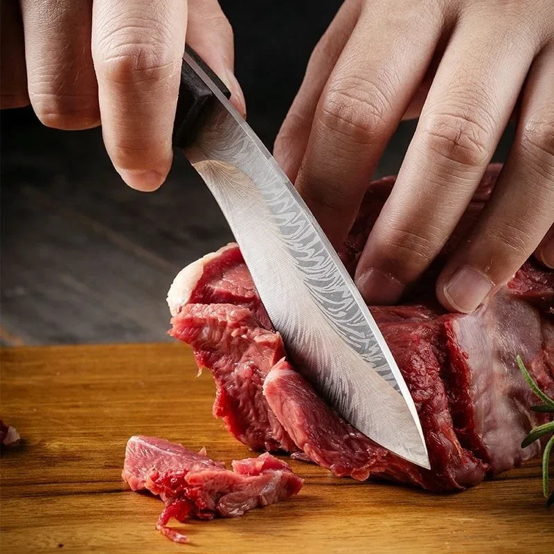 Handmade Forged Knife Butcher Boning Knife with Sheath Slicing Meat Cleaver Slicing Knives Pocket for Fish Fruit Vegetable