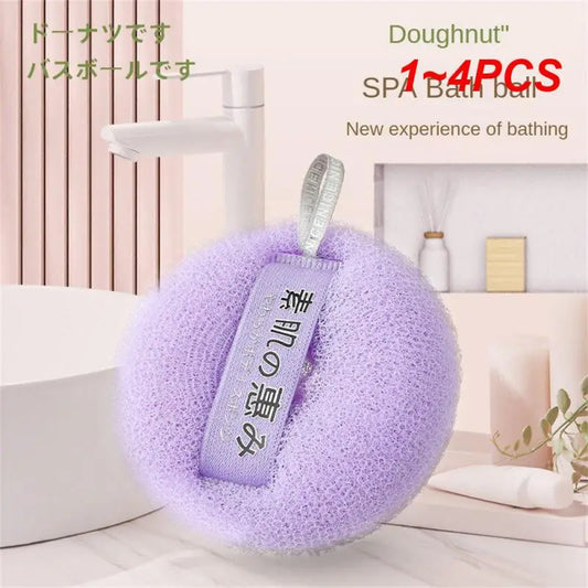 Woven Breathable Mesh Exfoliating Bath Ball with Elastic Strap 1~4PCS