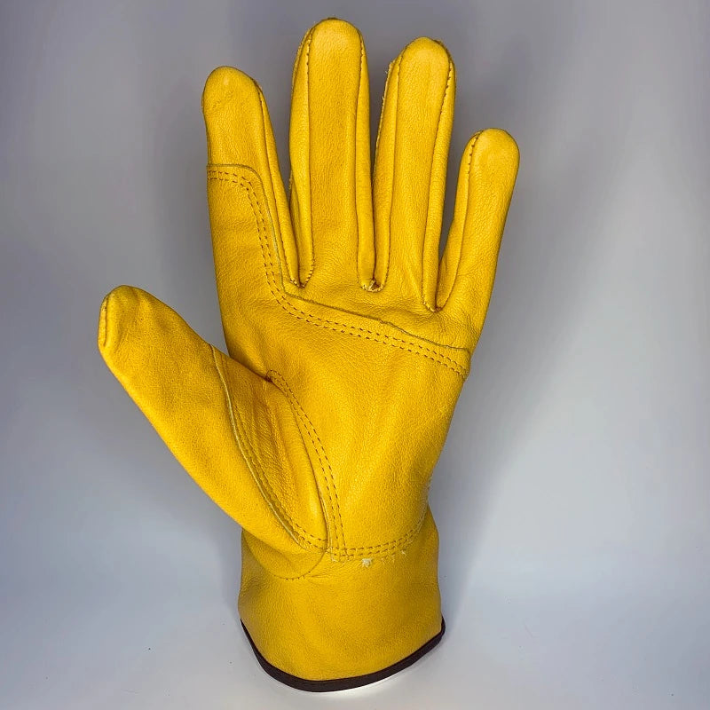 Work Gloves Cowhide Leather Workers Work Welding Safety Protection Garden Sports Motorcycle Driver Wear-resistant Gloves