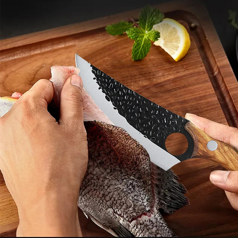 Hammered Forged Kitchen Knives Stainless Steel Butcher Boning Knife Sharp Household Meat Cleaver Vegetable Slicing Knife