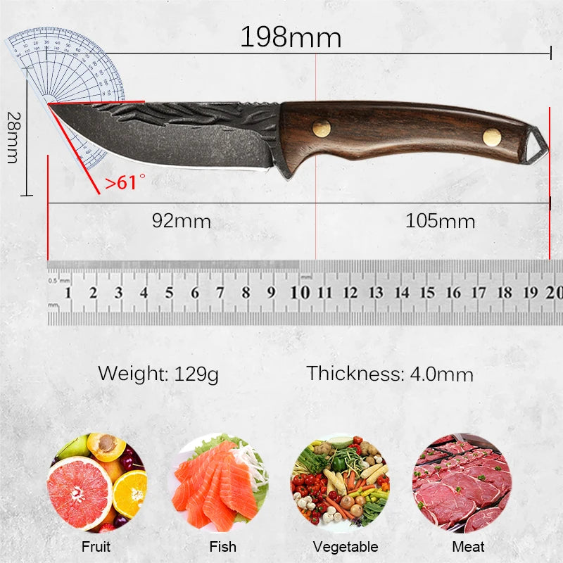 Handmade Forged Stainless Steel Kitchen Chef Boning Knifes Fishing Knife Meat Cleaver Butcher Knife Meat Cleaver Cooking Knives