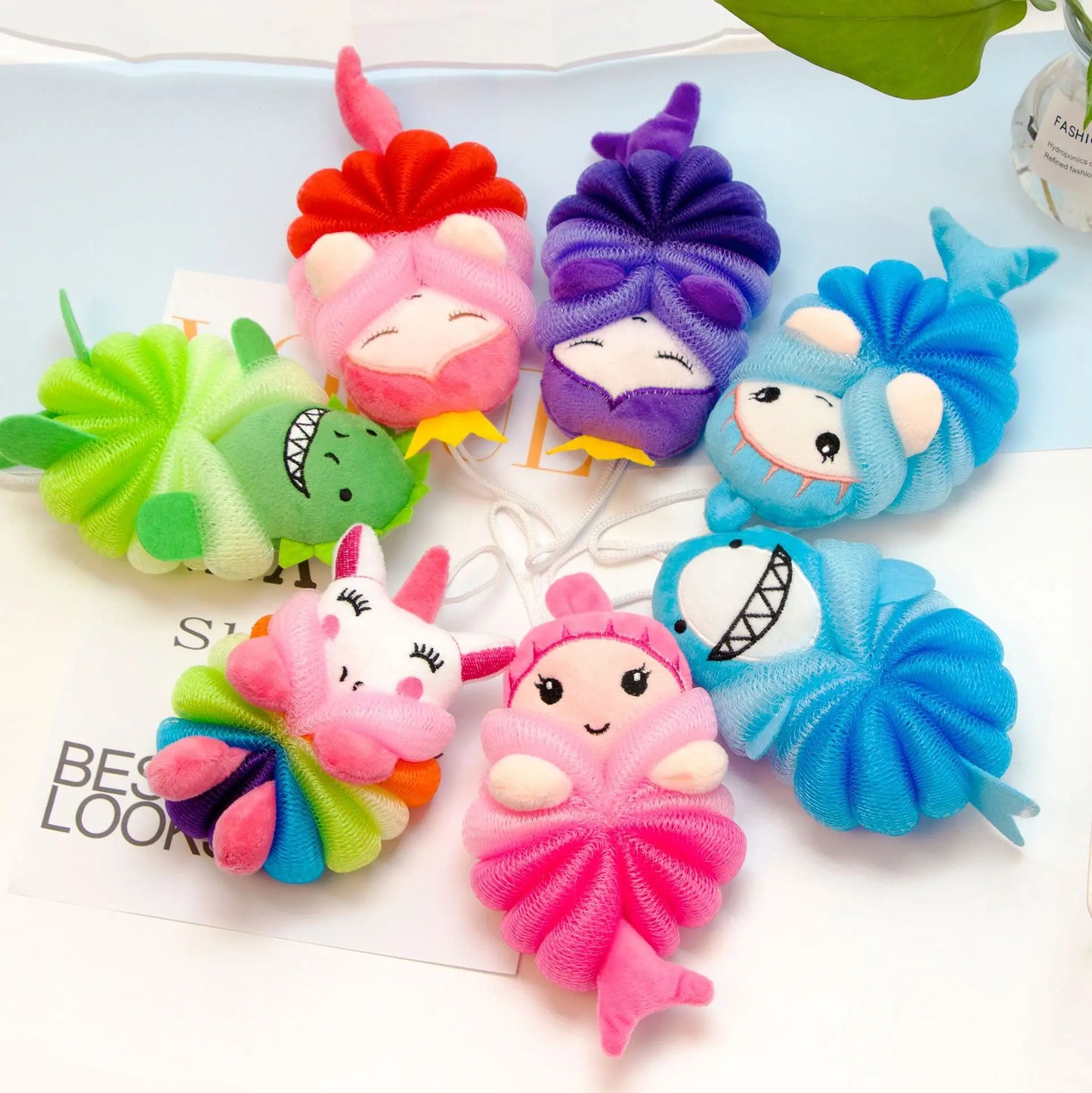 Bath Flower Children's Bathing Ball Baby Cute Cartoon Mermaid Soft Without Scattered Bath Flower Ball Bathroom Products