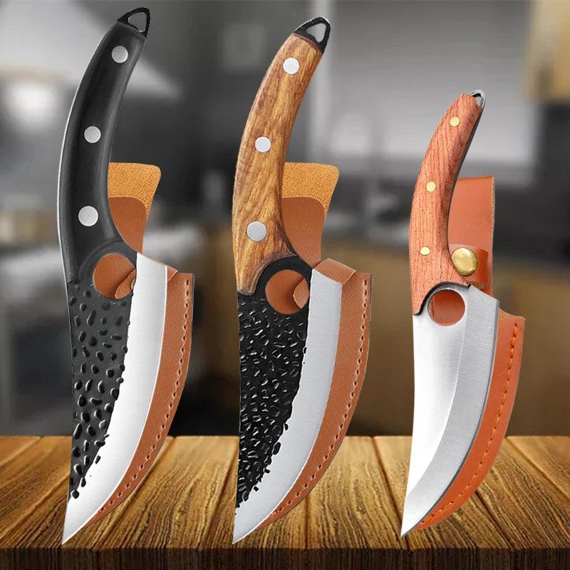 Hammered Forged Kitchen Knives Stainless Steel Butcher Boning Knife Sharp Household Meat Cleaver Vegetable Slicing Knife