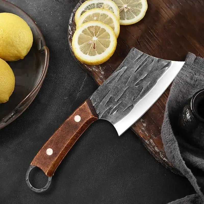 Wood Handle Meat Cleaver Hand-Forged Stainless Steel Knife