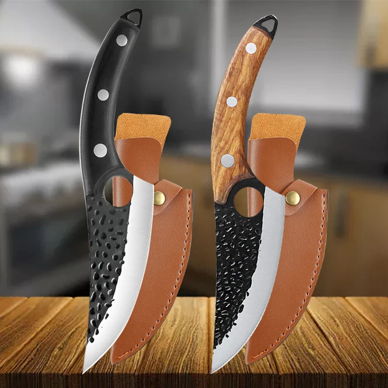 Hammered Forged Kitchen Knives Stainless Steel Butcher Boning Knife Sharp Household Meat Cleaver Vegetable Slicing Knife