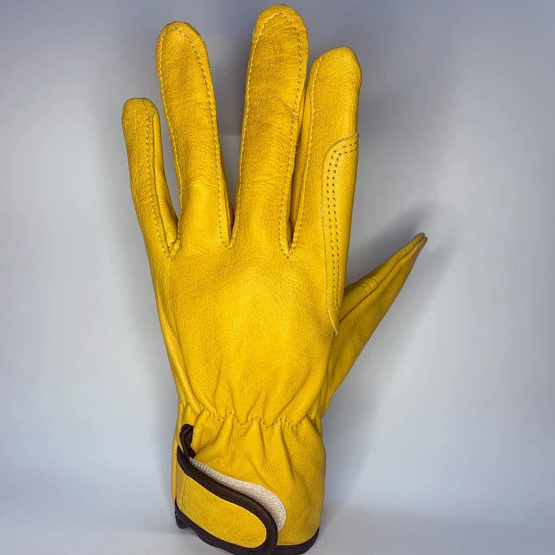 Work Gloves Cowhide Leather Workers Work Welding Safety Protection Garden Sports Motorcycle Driver Wear-resistant Gloves