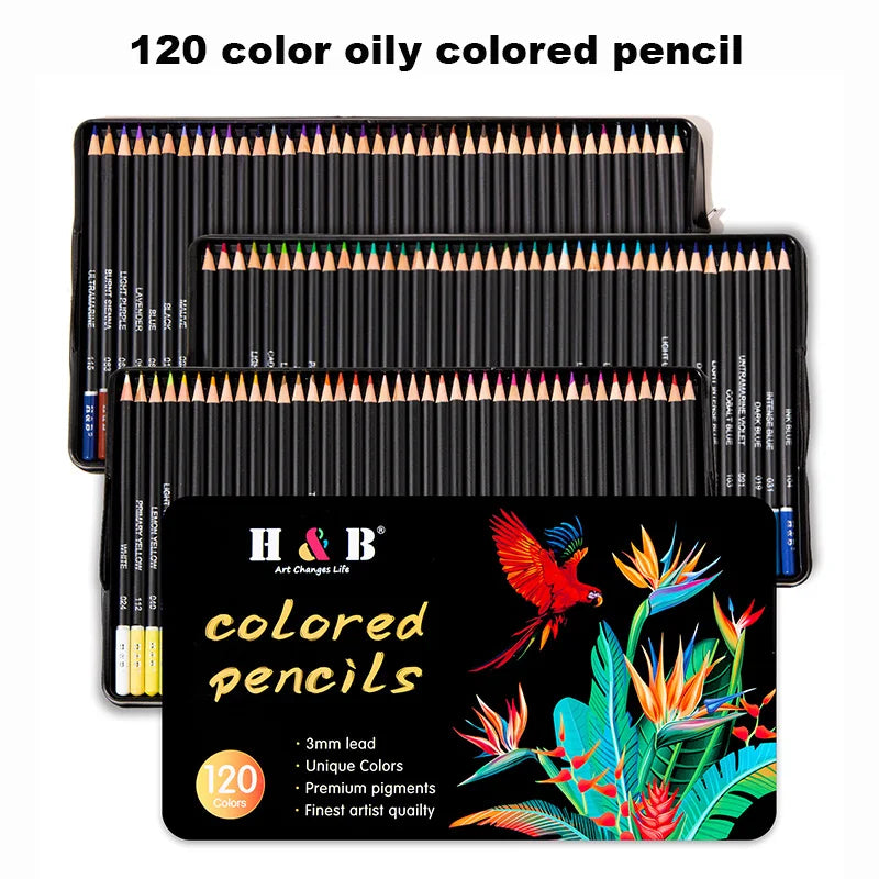 H&B Colored Pencils Set for Adult Coloring Books 24/72/120/180pcs Nontoxic Art Craft Supplies Ideal for Drawing Blending Shading