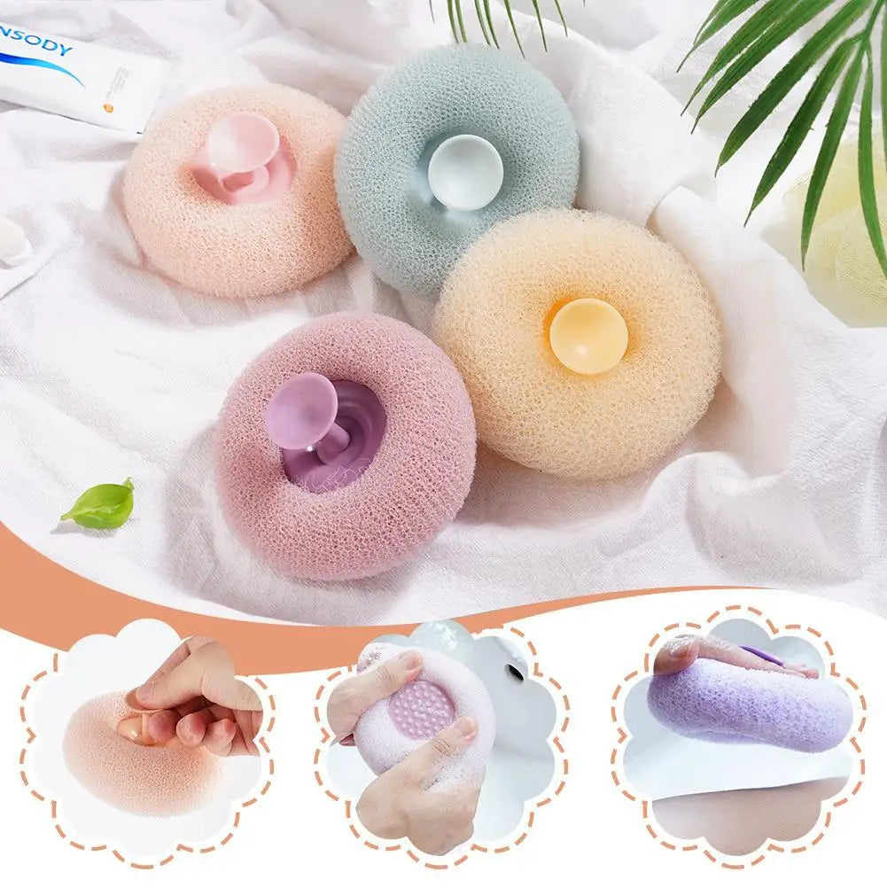 Round Sunflower Shower Ball Super Soft Massage Bath Ball with Suction Cup Brush Bath Towel Mud Sponge Bathroom Accessories