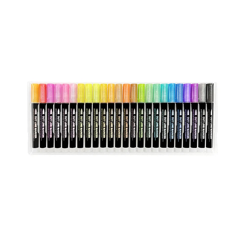 Double Line Outline Pens, Self-Outline Metallic Markers Glitter Writing Drawing Pens For Christmas Card Writing, DIY Art Crafts,