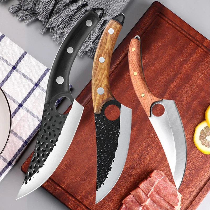 Hammered Forged Kitchen Knives Stainless Steel Butcher Boning Knife Sharp Household Meat Cleaver Vegetable Slicing Knife