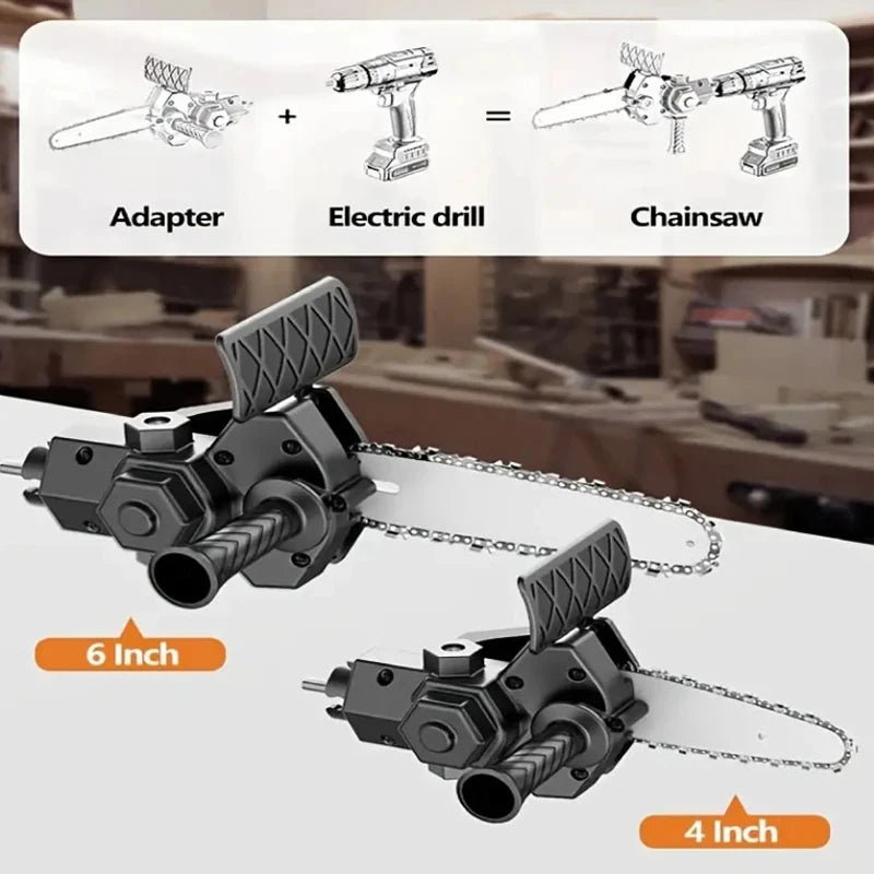 Mini Chainsaw Adapter For Electric Tools Portable Handheld Small Chainsaw Attachment For Gardening Branch Wood Cutter