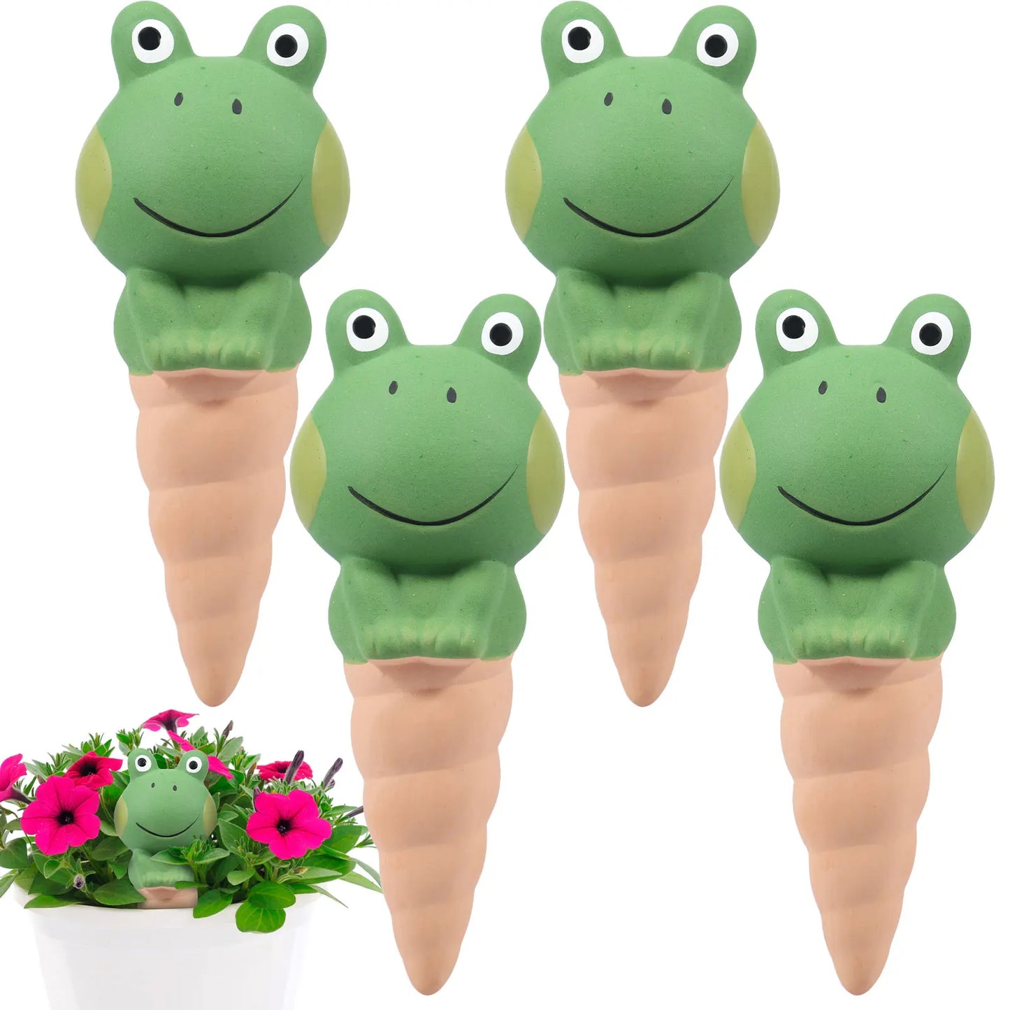 20PCS/4PCS Ceramic Watering Spikes Frog Shaped Automatic Self Watering Stakes Clay Plant Garden Waterers for Holidays