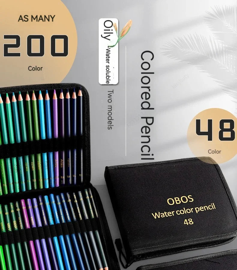 200/120/72/48 Colored Pencils Oil / Watercolor Color Pencils with Cloth Bag For Professional Drawing Sketching Art Supplies