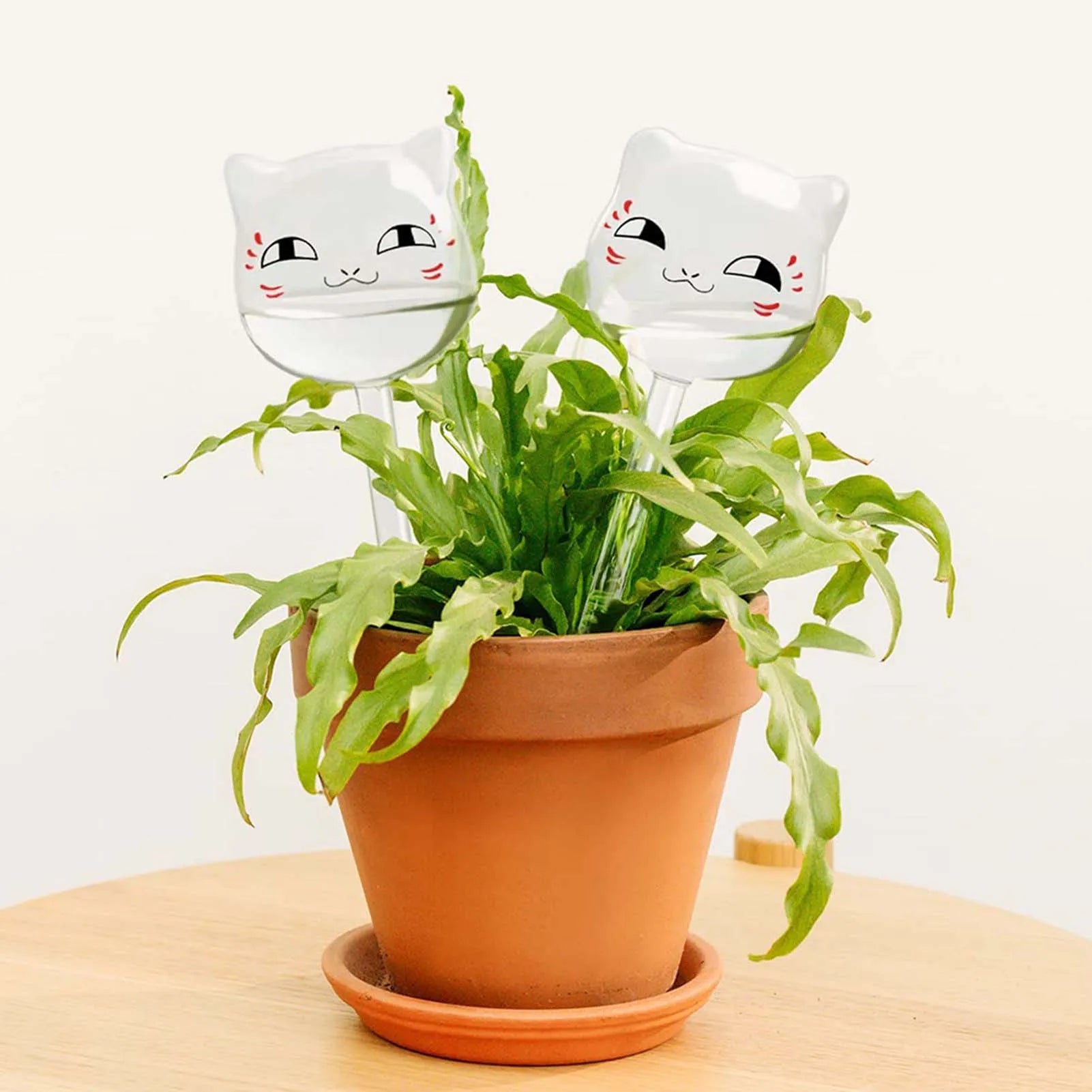 self watering plant cat Cat Shaped Clear Glass Plant Self Watering System – My GB Deals