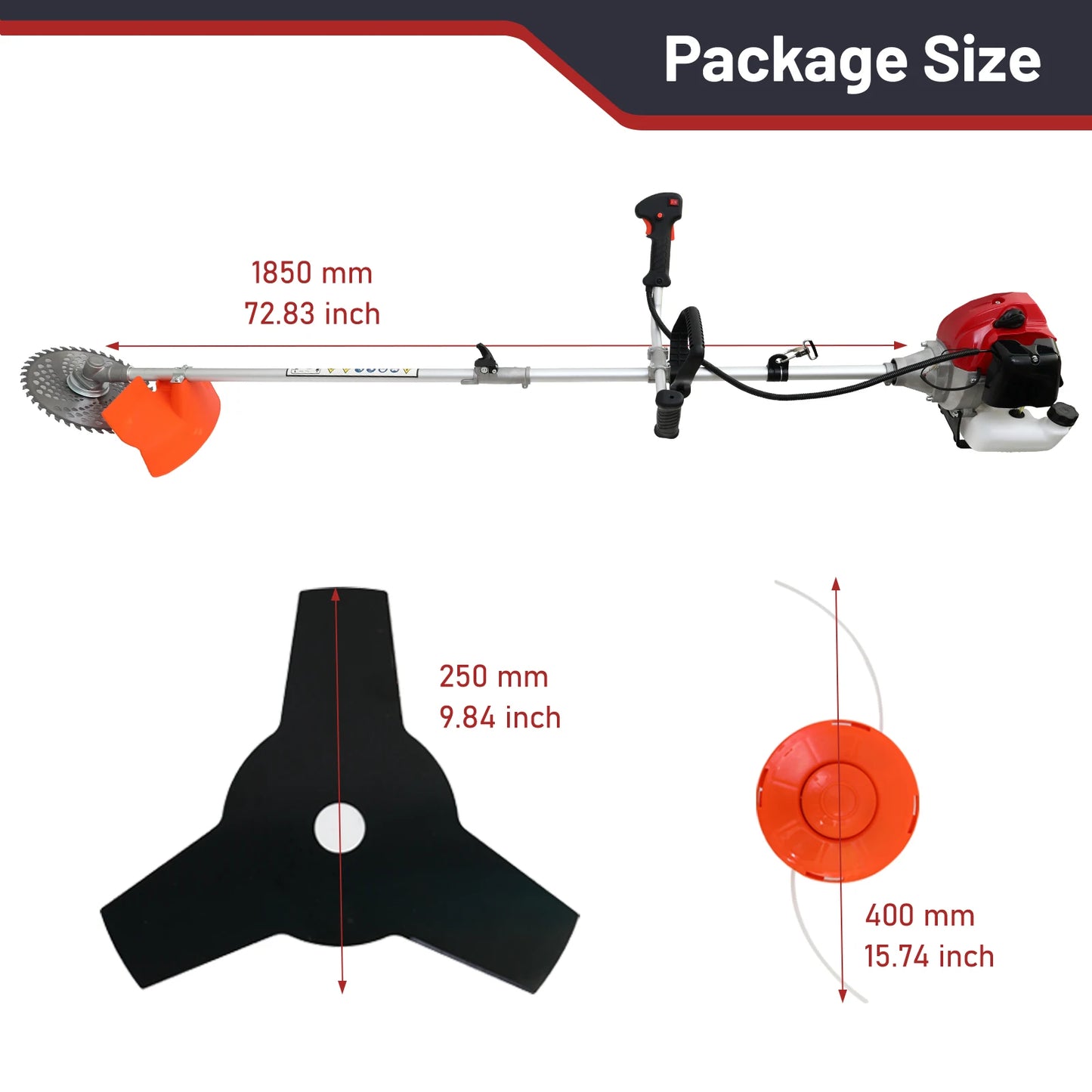 52cc Weed Wacker 2-Stroke Gas Grass Trimmer 4-in-1 Cordless Brush Cutter Gas Lawn Mower Straight Shaft Weed Eater with 4 Heads