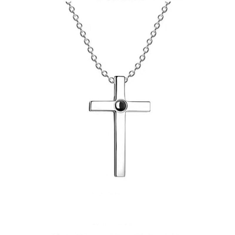 Sterling Silver Cross Projection Couple Necklace Fashion Photo Customization